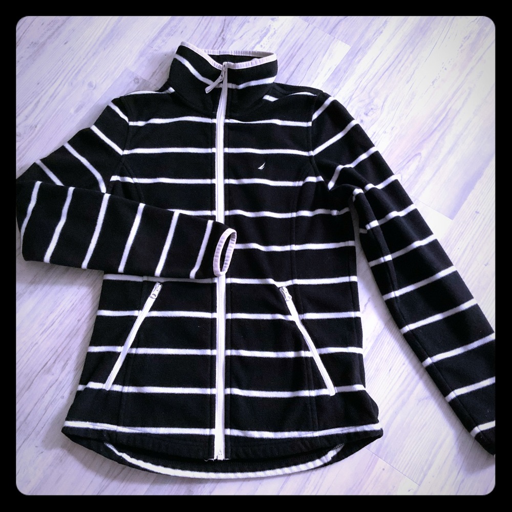 Nautica Black & White Fleece Jacket Small